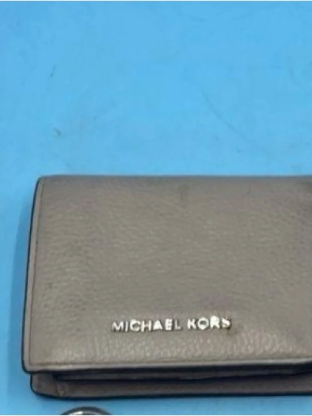 Michael Kors Taupe Leather Fold Wallet with Silver Logo
